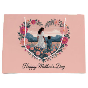 Heartfelt Mother's Day Design: Mom and Child Large Gift Bag