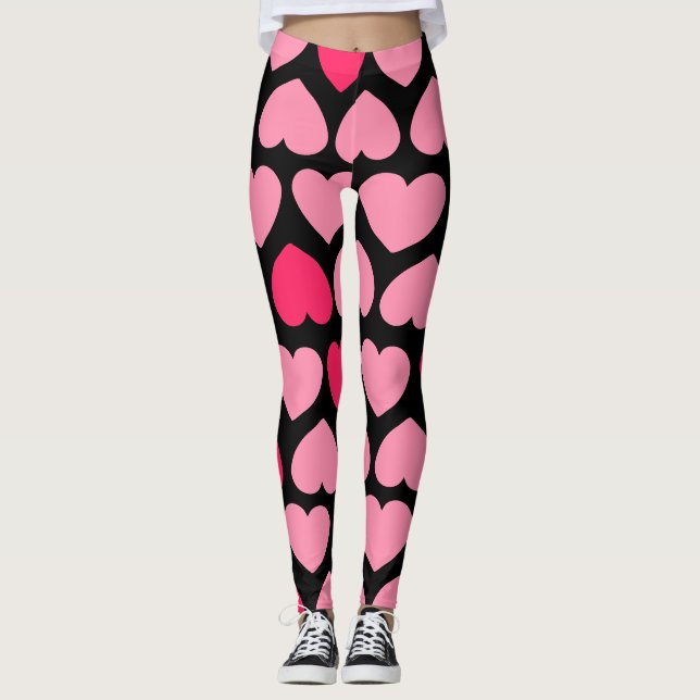 Heartfelt Pattern with Smiling Heart Leggings (Front)