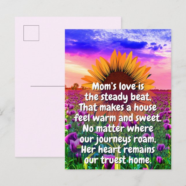 (Heartfelt Poem) Message Gift | Sunflower Love Mum Postcard (Front/Back)