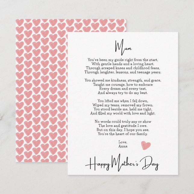 Heartfelt Poem Modern Mother's Day (Front/Back)