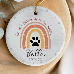 Heartfelt Rainbow Cute Dog Cat Pet Loss Tribute Ceramic Tree Decoration
