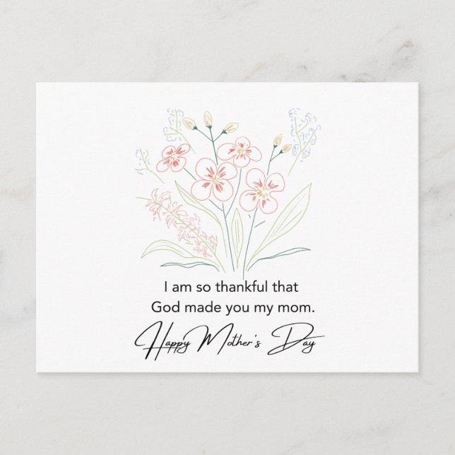HeartFelt Sayings Mother's Day Flowers Drawing Postcard (Front)