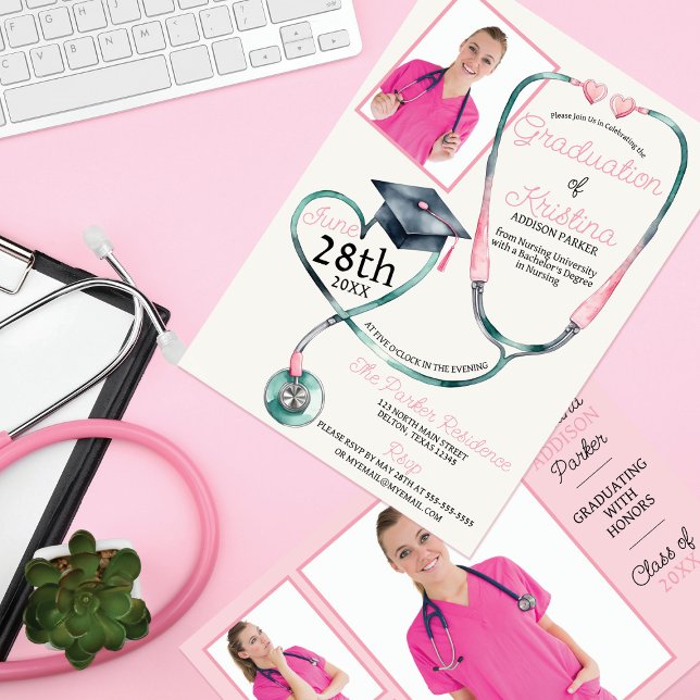 Heartfelt Success: Nursing School Graduation Party Invitation (Creator Uploaded)