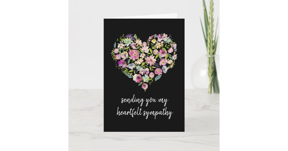 Heartfelt Sympathy Floral Heart Condolence Card Zazzle.co.uk