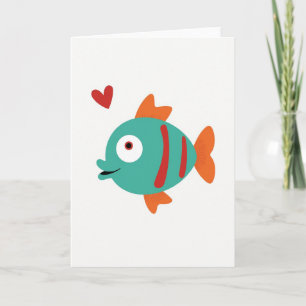 Heartfelt Teal Fish Art Card