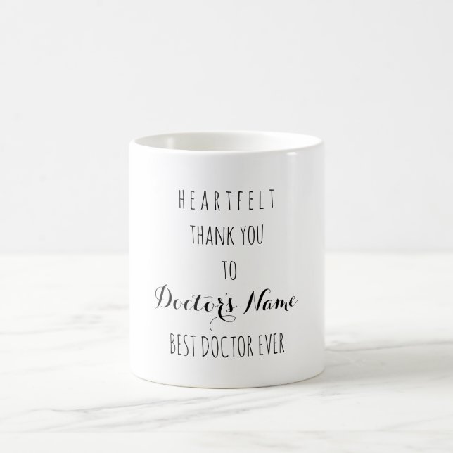Heartfelt Thank You Best Doctor Ever Typography Coffee Mug (Center)