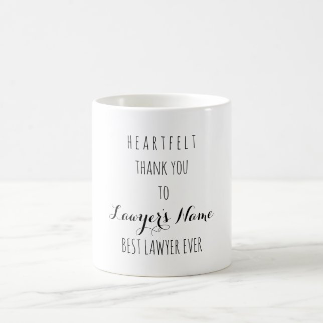 Heartfelt Thank You Best Lawyer Ever Typography Coffee Mug (Center)