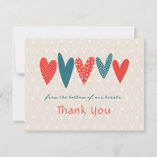 Heartfelt Thank you Hearts Teal Red Card