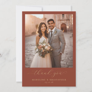 Heartfelt Warm Brown Photo Thank You Card