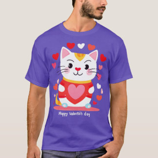Heartfelt Whiskers A Valentines Day Feline Fantasy T-Shirt