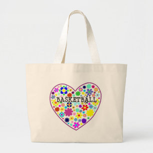 heartfilledwithflowers-basketball. large tote bag
