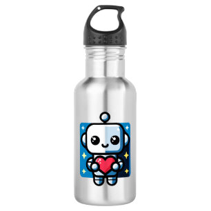 Heartful Robot - Playful Tech-Inspired Love Art 532 Ml Water Bottle