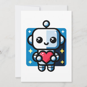 Heartful Robot - Playful Tech-Inspired Love Art Holiday Card