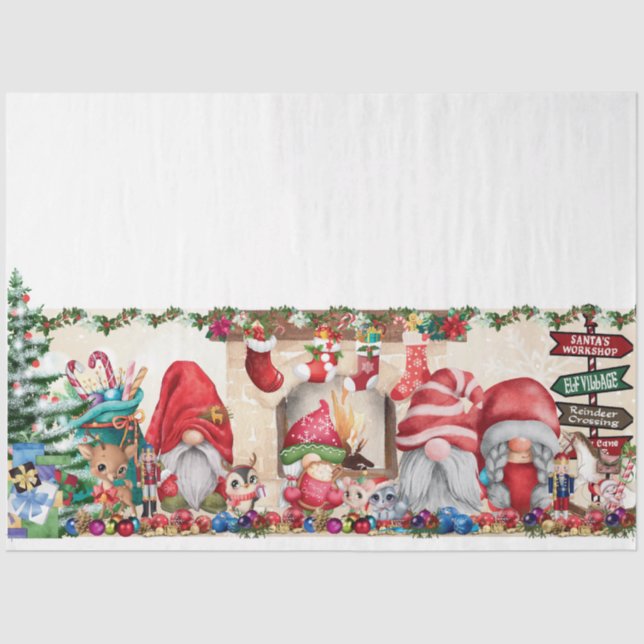 Hearth With Gnomes Tissue Paper (Front)