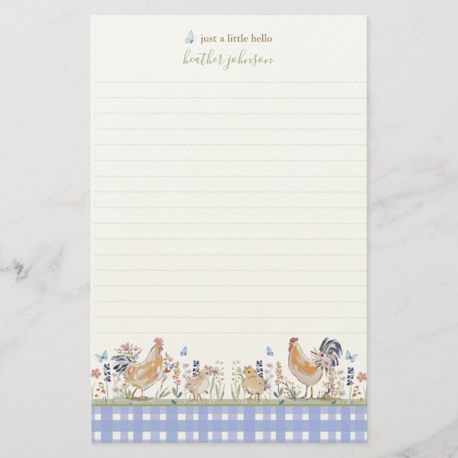Hearthlight Notes Spring Soft Meadow Gingham Stationery (Front)