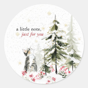Hearthlight Notes Winter Cosy Kitten Personalised Classic Round Sticker