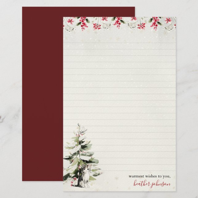 Hearthlight Notes Winter Cosy Kitten Personalised Stationery (Front/Back)