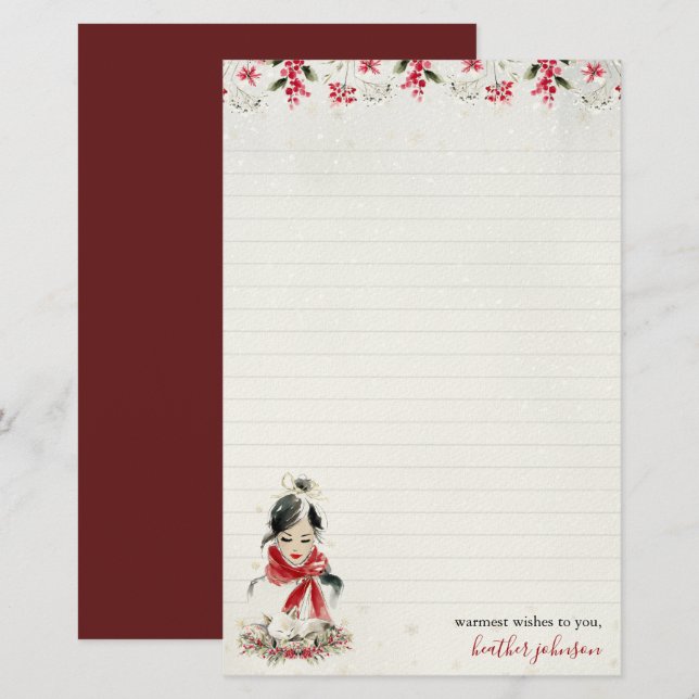 Hearthlight Notes Winter Cosy Kitten Personalised Stationery (Front/Back)