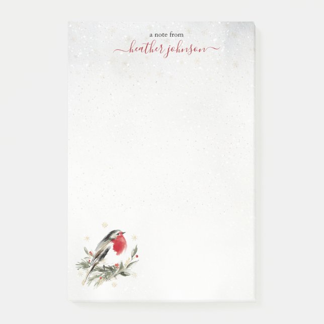 Hearthlight Notes Winter Robin Bird Personalised (Front)