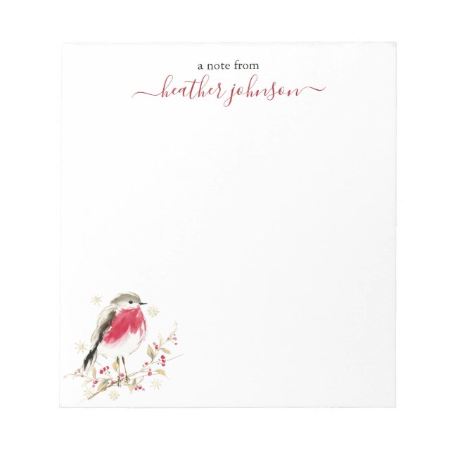 Hearthlight Notes Winter Robin Bird Personalised (Front)