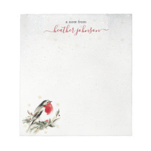 Hearthlight Notes Winter Robin Bird Personalised