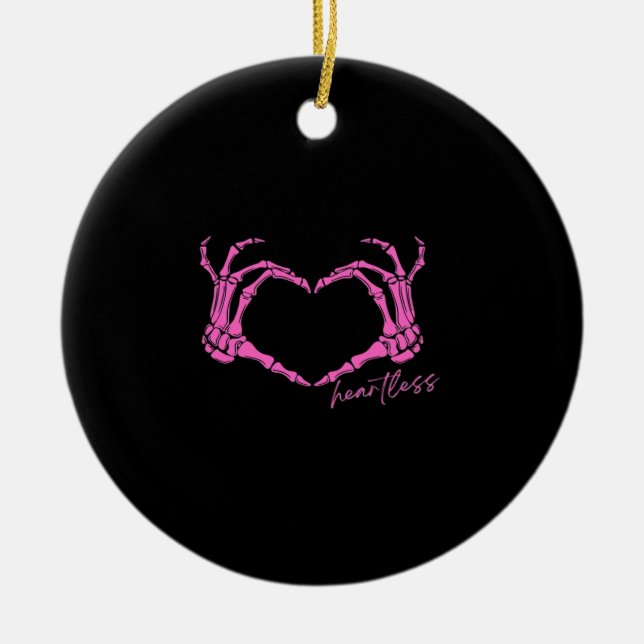 Heartless Skeleton Hands Classic Design Ceramic Tree Decoration (Front)