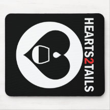 Hearts2Tails White Graphic Logo w/Text Mouse Pad