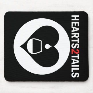 Hearts2Tails White Graphic Logo w/Text Mouse Pad
