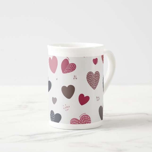 Hearts 3 bone china mug (Front Right)
