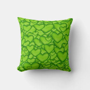 Hearts 3D Texture Green Pattern-68689 Cushion