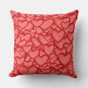 Hearts 3D Texture Red Pattern Cushion