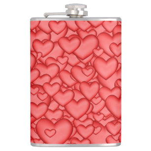 Hearts 3D Texture Red Pattern Hip Flask