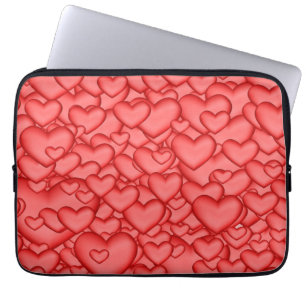Hearts 3D Texture Red Pattern Laptop Sleeve