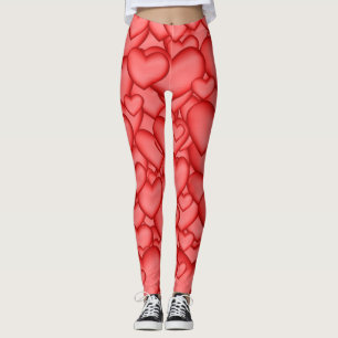 Hearts 3D Texture Red Pattern Leggings