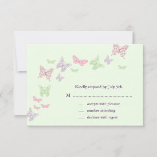Heart's a Flutter RSVP (green) Card
