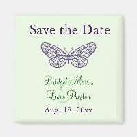 Heart's a Flutter Save the Date Magnet (green)