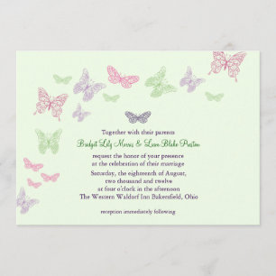 Heart's a Flutter Wedding Invitation (green)