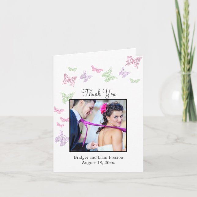 Heart's a Flutter Wedding Thank You Card (Front)