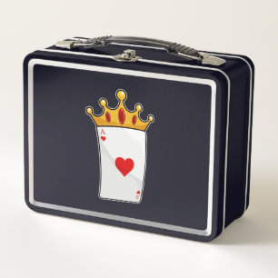 Hearts Ace with Queen Crown Metal Lunch Box