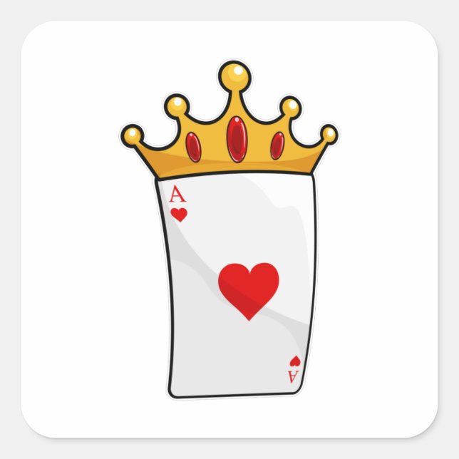 Hearts Ace with Queen Crown Square Sticker (Front)