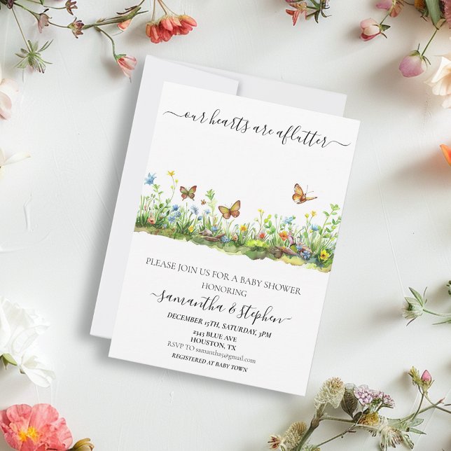 Hearts Aflutter Butterfly Wildflower  Invitation (Creator Uploaded)