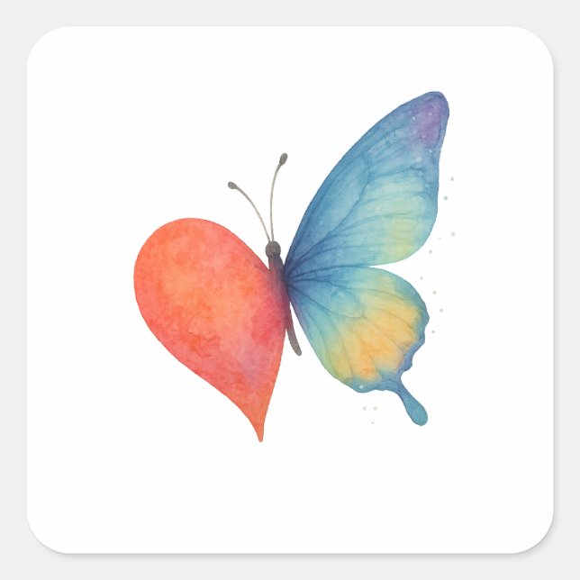 Heart's aflutter  square sticker (Front)