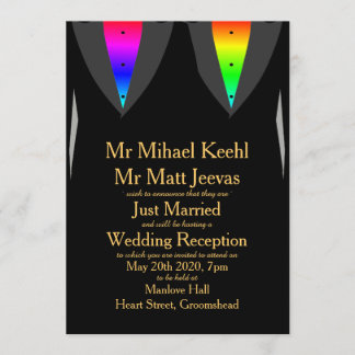 Hearts Aglow with Pride Gay Reception Invitation