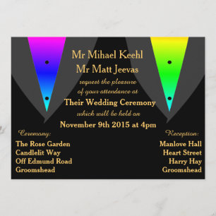 Hearts Aglow with Pride Gay Wedding Invitations