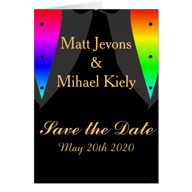 Hearts Aglow with Pride Gay Wedding Save The Date (Front)