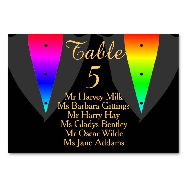 Hearts Aglow with Pride Gay Wedding Seating Card (Back)