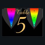 Hearts Aglow with Pride Gay Wedding Table Card<br><div class="desc">The rainbow hues of Gay Pride shines out beneath the tuxedos of these two grooms on their wedding day.</div>