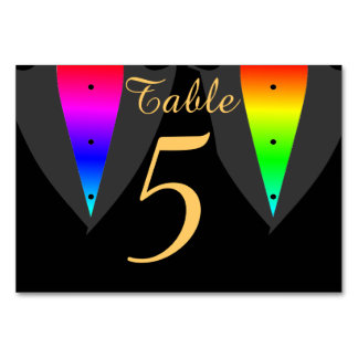 Hearts Aglow with Pride Gay Wedding Table Card