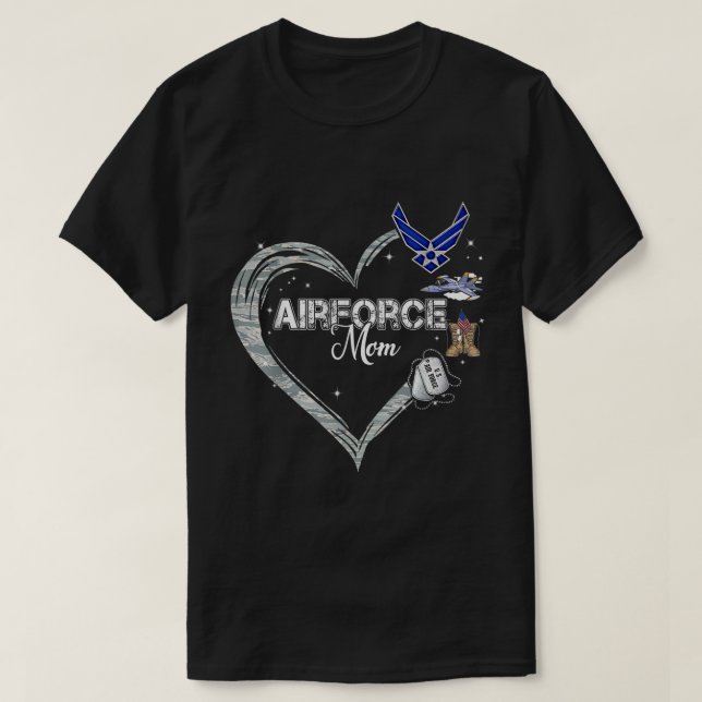 Hearts Air Force Mum Air Force Graduation Military T-Shirt (Design Front)