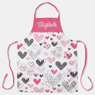 Hearts All Over Print Personalised Apron